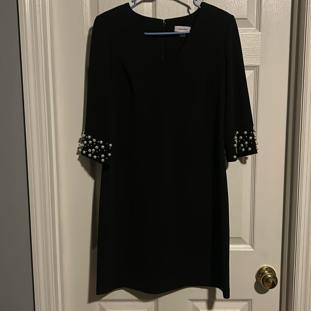 Black Calvin Klein pearl accent dress